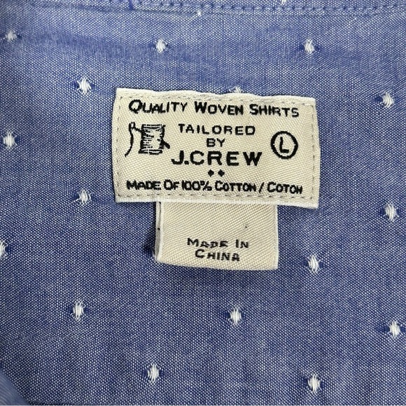 J. Crew Men's Casual Blue Button-Down Shirt with Textured Dots - Picture 5 of 12